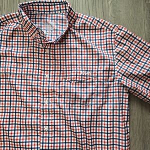 Huk Performance Fishing Shirt Medium Short Sleeve Plaid Red White Blue Men's Med